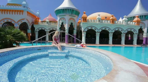 Glidecam shot of spa area. Stock Footage 50497801
