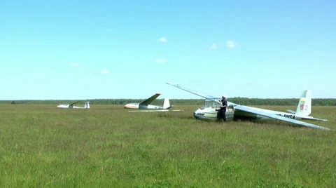 Glider On Airfield Stock Footage 38334405