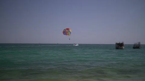 Glider Attached To Boat in Distance Stock-Footage 139533225