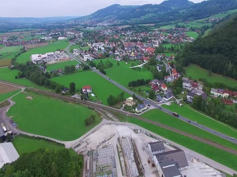 A glider flying over Alps forest, aerial view Stock Footage 74187710