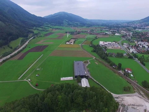 A glider flying over Alps forest, aerial view Stock Footage 74187877