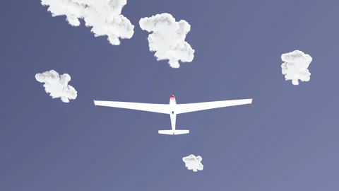 A glider flying in the sky. view from below of a cloudy sky with a glider Stock Footage 278022315