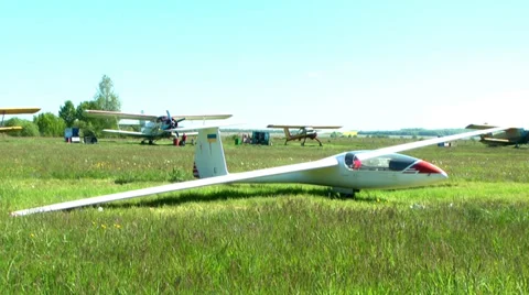 Glider On Grass Stock Footage 38334459