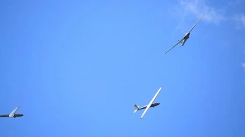 Glider isolated against blue sky Stock Footage 12191194