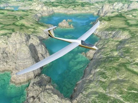 Glider over a tarn Stock Illustration
