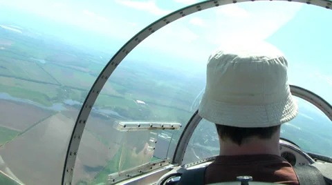 Glider pilot in the cockpit Stock Footage 38334486