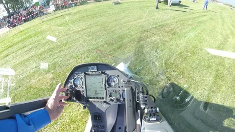 Glider pilot prepares cockpit instruments for take-off. Pilot point of view POV Stock Footage 167881505