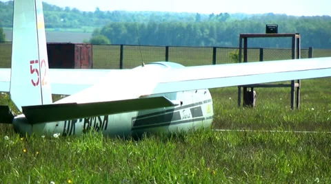 Glider  on the runway Stock Footage 38334490