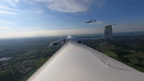 Glider Sailplane double formation flight above netherlands Stock Footage 253703616