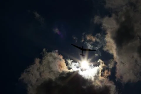 Glider in the sun rays Stock Photos
