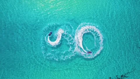 Gliding Above the Waves: Mesmerizing Top View of Waterbike Adventures	 Stock Footage 252436111