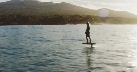 Gliding along with a new type of ocean craft Stock Footage 125445894