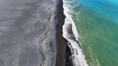 Gliding Along White Surf at Hvalnes Nature Reserve Beach Stock Footage 342268481