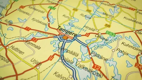 Gliding camera view following road network from Helsinki to Tampere, Finland Stock Footage 343124587