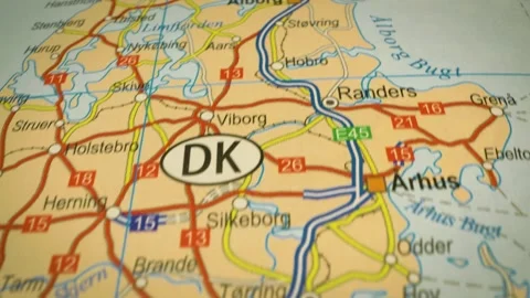 Gliding camera view following road network across Denmark to Aalborg Stock Footage 343124772