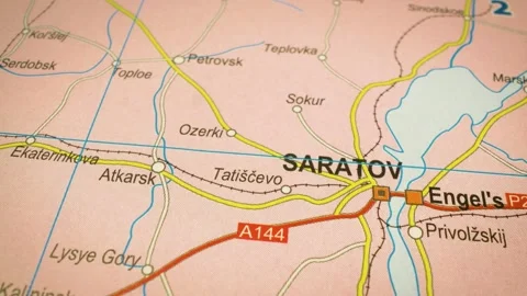 Gliding camera view following road network from Penza to Saratov, Russia Stock Footage 343124892