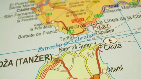 Gliding map journey from tangier to gibraltar and the spanish coast Stock Footage 343820132