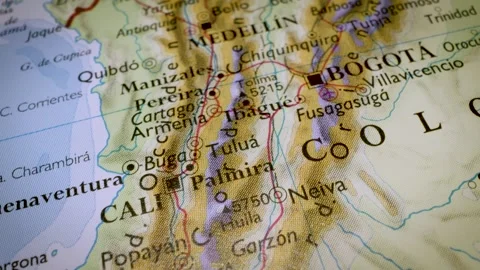 Gliding map view across colombia toward medellin and bogota Stock Footage 341752409