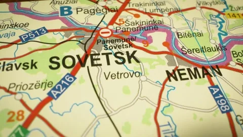 Gliding map view from chernyakhovsk to sovetsk, kaliningrad region,russia Stock Footage 342947369