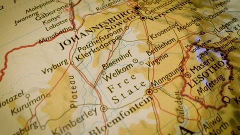 Gliding over a physical map of south africa to pretoria and johannesburg Stock Footage 341751221