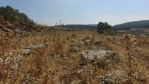 Gliding Over Rubble From Old Roman Road Stock Footage 77878507