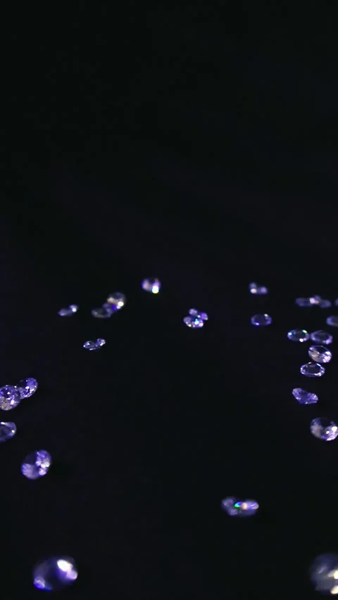 Gliding over Shiny precious diamond stones on black background Stock Footage 336958047
