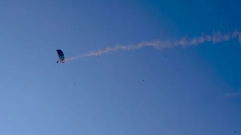 Gliding in the Sky with Parachute Stock Footage 220169851
