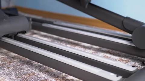 Gliding Sliders of an Elliptical Cardio Machine with Pedals. Slow motion Stock Footage 170804400