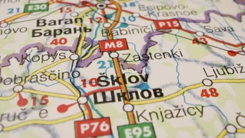 Gliding view over map from Mogilev to Orsha, Belarus Stock Footage 339463521