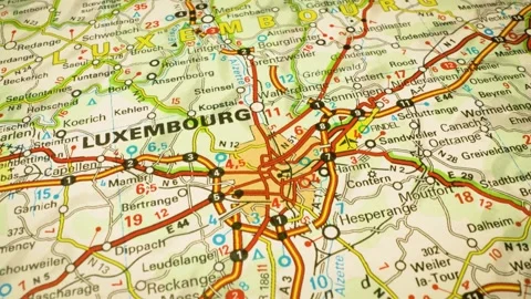 Gliding view over road network leading to luxembourg city Video stock 344640154