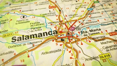 Gliding view over road network leading to salamanca spain Video stock 344640255