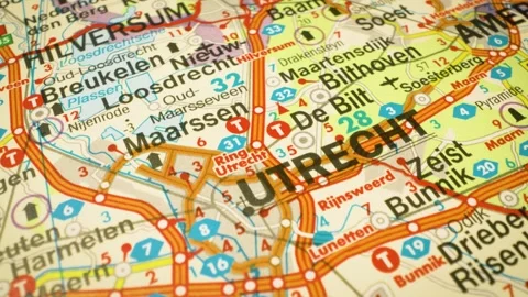Gliding view over road network leading to utrecht, netherlands Video stock 344640296