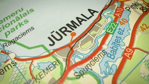 Gliding view of road network to jurmala, latvia Видео 342947828