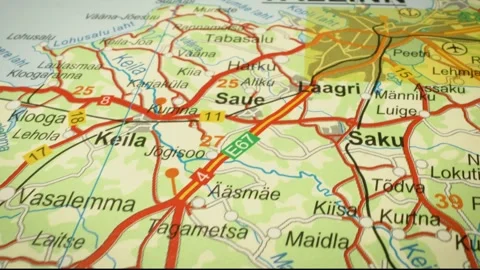 Gliding view of road network map to tallinn, estonia Stock Footage 342948297