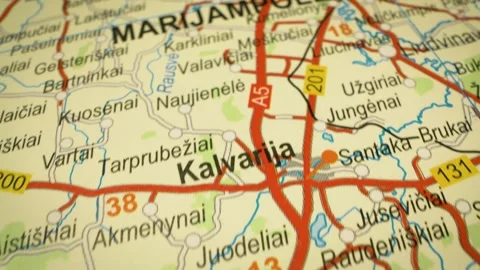 Gliding view of road network from poland border to marijampole, lithuania Stock Footage 342948155