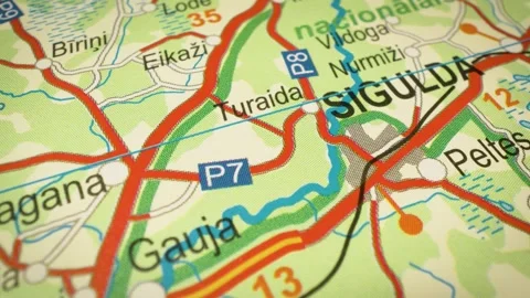 Gliding view of road network to sigulda, latvia Stock Footage 342948248