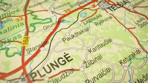 Gliding view of road network from telsiai to plunge, lithuania Stock Footage 342947784