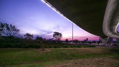 Glilot Interchange Day to Night Pan Time Lapse, Tel Aviv, Israel. Stock Footage 85912147