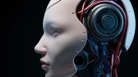 A Glimpse into Artificial Intelligence, Portrait work, technology concept Stock Footage 308006230