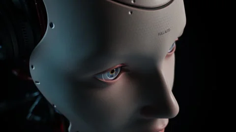 A Glimpse into Artificial Intelligence, Portrait work, technology concept Stock Footage 308006401