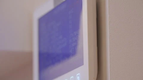 A Glimpse Beyond: Intercom Screen Offers a Window to the Outside World Stock Footage 318675509