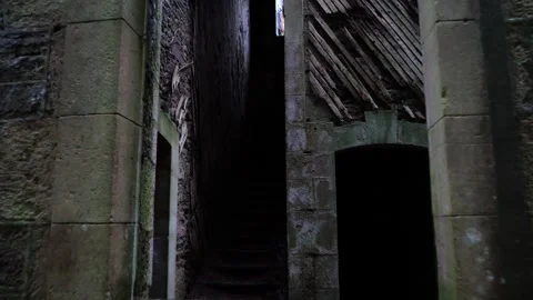 Glimpse Into the Decayed Interior: Carmichael House Ruins - 4K Stock Footage 256039587