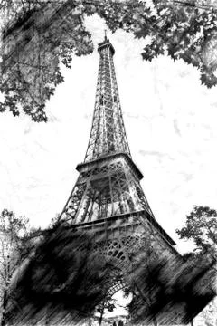 A glimpse of the Eiffel tower in Paris Foto stock