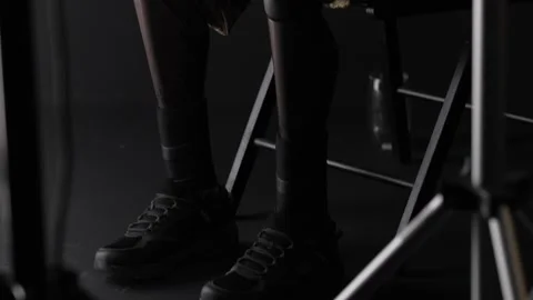 A Glimpse into the Future: Innovative Bionic Prosthetic Legs in a Studio Se.. Stock Footage 302189288