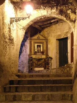 A glimpse of the historic center of Scalea 写真素材