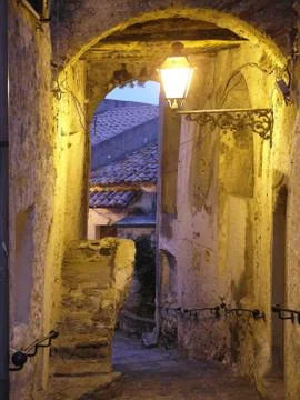 A glimpse of the historic center of Scalea 写真素材