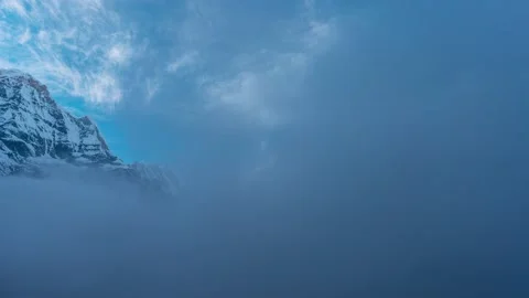 Glimpse of Mountain Timelapse from Annapurna Base Camp Stock Footage 140931582