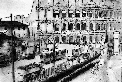 Glimpse of one of the streets of Rome at the end of the nineteenth century,.. Stock Illustration