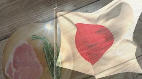 Glint sparking flag waving while plate sliding in, rosemary aligning under red Stock Footage 329533355
