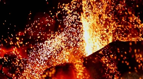 Glisten coals in slow motion Stock Footage 67860627